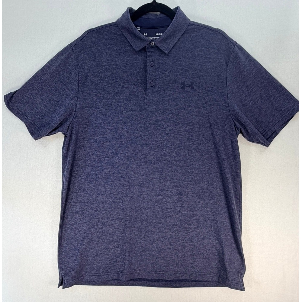 Under Armour Mens Playoff Polo Shirt Heathered Navy Blue Loose Fit Large LG